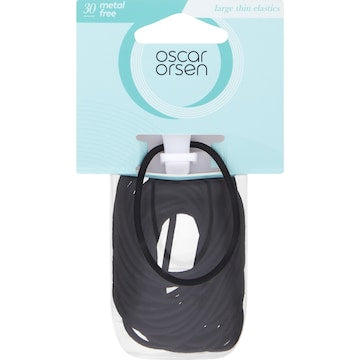 Oscar Orsen Large Thin Hair Elastics Black 30 pack