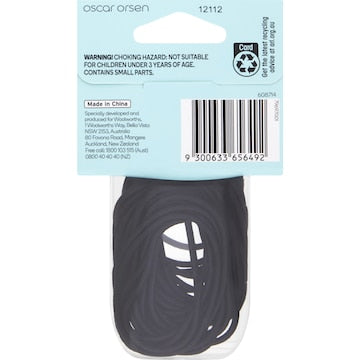 Oscar Orsen Large Thin Hair Elastics Black 30 pack