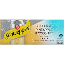 Schweppes Zero Sugar Pineapple Coconut Sparkling Mineral Water Cans 375mL x 10 pack