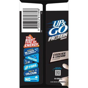 Up&Go Protein Energize Liquid Breakfast Cookies & Cream 250mL x 12 pack