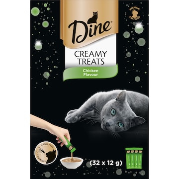 Dine Cat Creamy Treats Chicken Sachets 12g x 32 pack