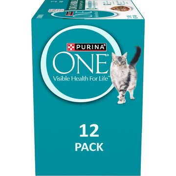 Purina One Coat & Hairball Wet Cat Food Chicken In Gravy 70g x 12 pack