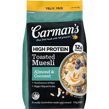 Carman's High Protein Toasted Muesli Almond & Coconut 775g