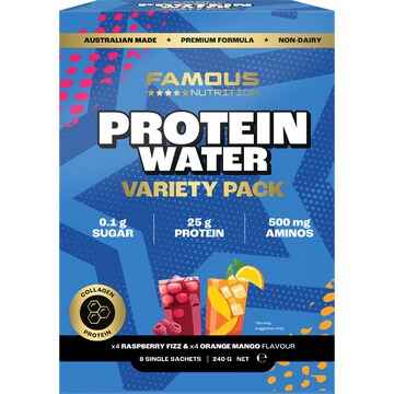 Famous Nutrition Protein Water Variety Sachets 240g 8 pack