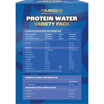 Famous Nutrition Protein Water Variety Sachets 240g 8 pack