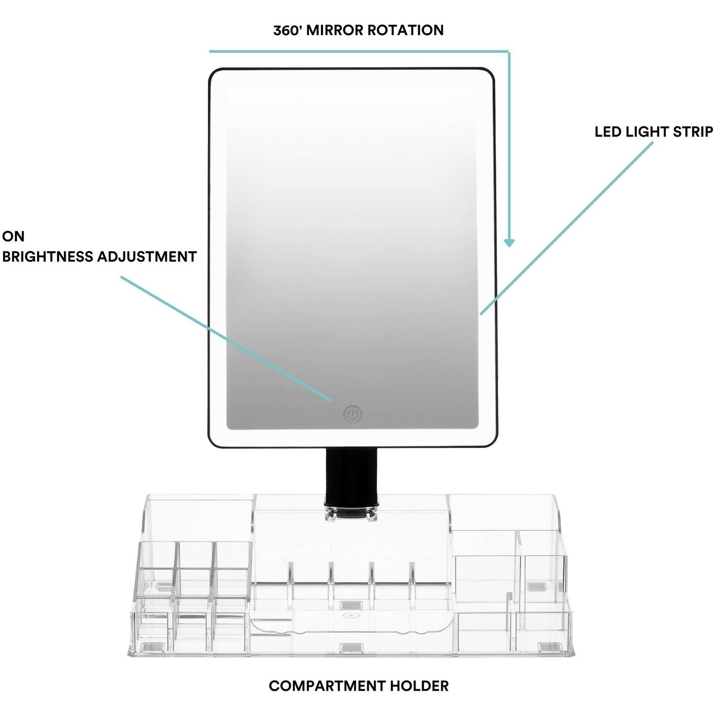 Homedics Radiance LED Beauty Mirror with Organiser