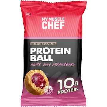 My Muscle Chef Protein Ball White Choc & Strawberry 40g