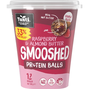 Tasti Smooshed Protein Balls Raspberry Almond Butter 168g 12 pack