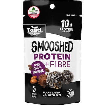 Tasti Smooshed Protein + Fibre Balls Dark Cacao Brownie 58g 5 pack