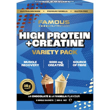 Famous Nutrition High Protein & Creatine Powder Variety Sachets 360g 8 pack