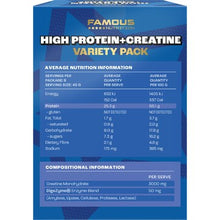 Famous Nutrition High Protein & Creatine Powder Variety Sachets 360g 8 pack