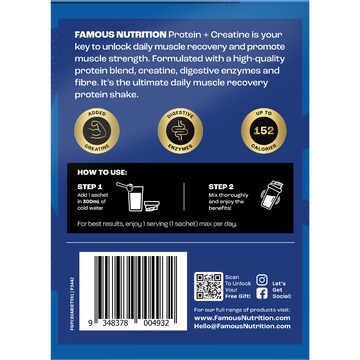 Famous Nutrition High Protein & Creatine Powder Variety Sachets 360g 8 pack