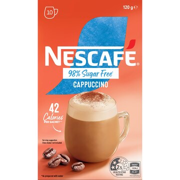 Nescafe 98% Sugar Free Cappuccino Sachets 10 pack