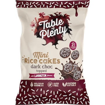 Table Of Plenty Mini Rice Cakes Dark Choc Lamington 60g
