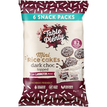 Table of Plenty Mini Rice Cakes Dark Choc Lamington Snack 96g 6 pack