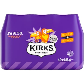 Kirks Pasito Soft Drink Bottles 300mL x 12 pack