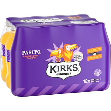 Kirks Pasito Soft Drink Bottles 300mL x 12 pack
