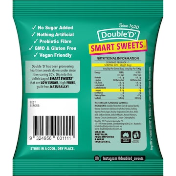 Double 'D' Smart Sweets Sour Watermelon Bears 50g