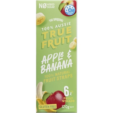 True Fruit Fruit Straps Apple & Banana 120g 6 pack