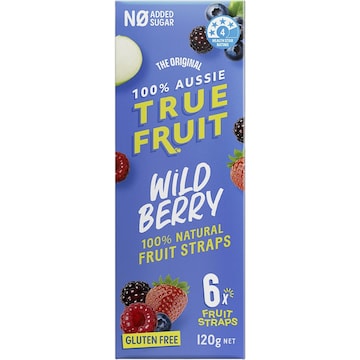 True Fruit Fruit Straps Wildberry 120g 6 pack
