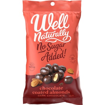 Well Naturally Chocolate Coated Almonds Dark 80g