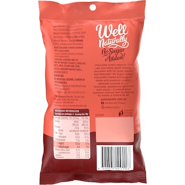 Well Naturally Chocolate Coated Almonds Dark 80g