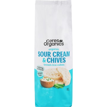 Ceres Organics Brown Rice Cakes Sour Cream & Chives 135g