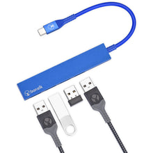 Bonelk Long-Life USB-C to 4 Port USB 3.0 Slim Hub (Blue)