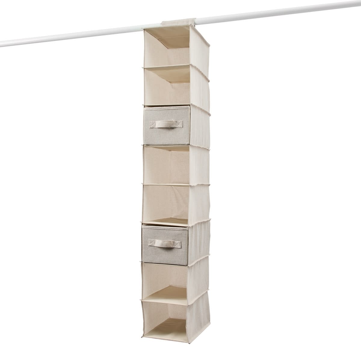 Linen Look Narrow Hanging Shelving with Drawers