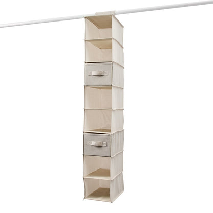 Linen Look Narrow Hanging Shelving with Drawers
