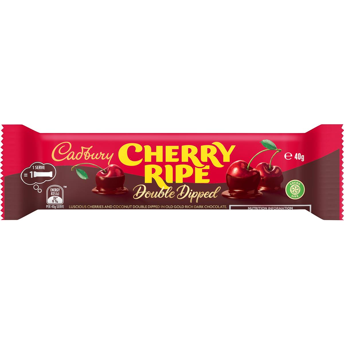 Cadbury Cherry Ripe Double Dipped Dark Chocolate Bar 40g
