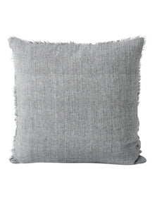 Vintage Linen Fringe Cushion in Smoke
