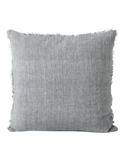 Vintage Linen Fringe Cushion in Smoke