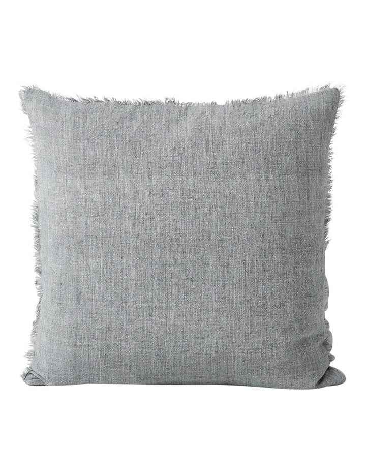 Vintage Linen Fringe Cushion in Smoke