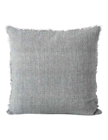 Vintage Linen Fringe Cushion in Smoke