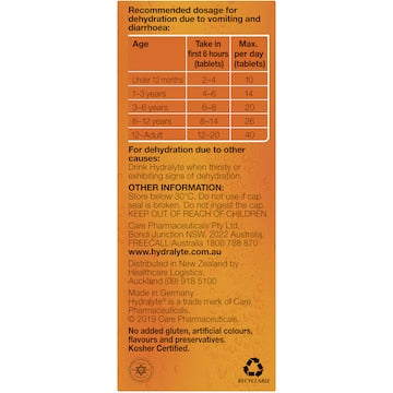 Hydralyte Effervescent Electrolyte Tablets Orange 10 pack