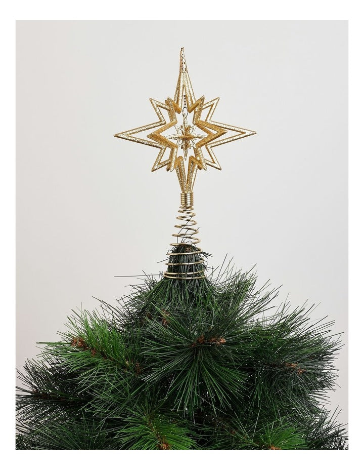 Heirloom Christmas 3D Glitter Gold Star Tree Topper