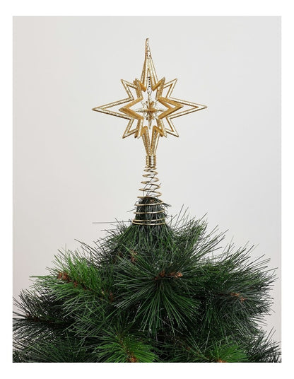 Heirloom Christmas 3D Glitter Gold Star Tree Topper