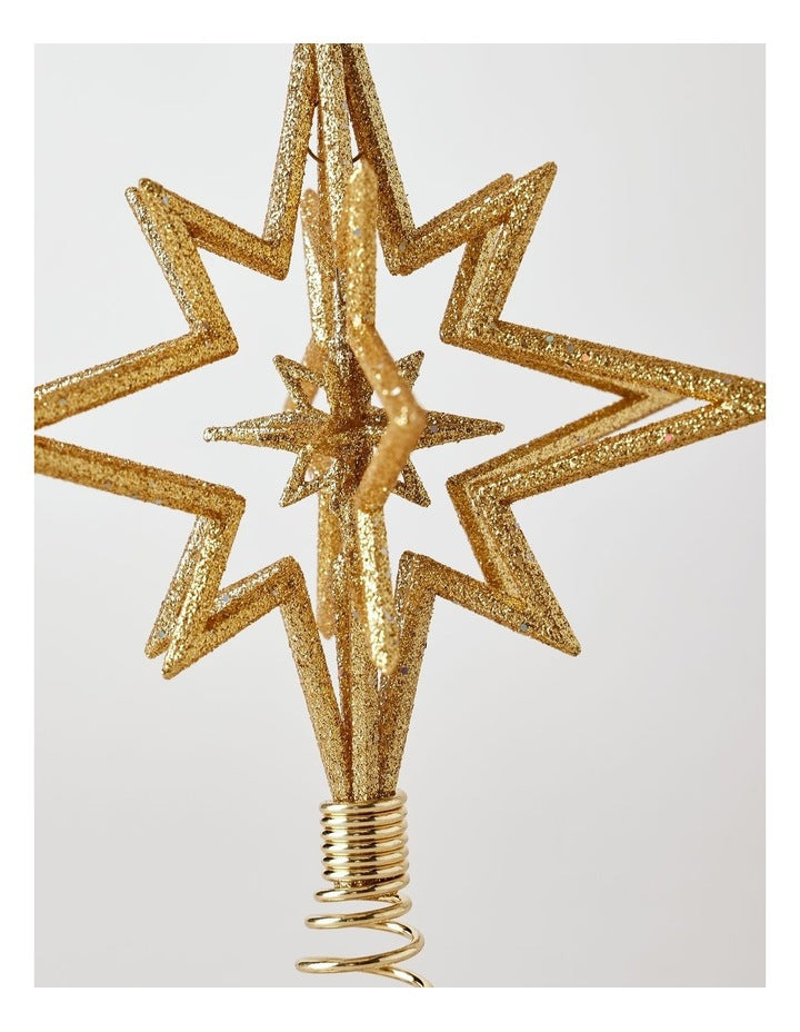 Heirloom Christmas 3D Glitter Gold Star Tree Topper