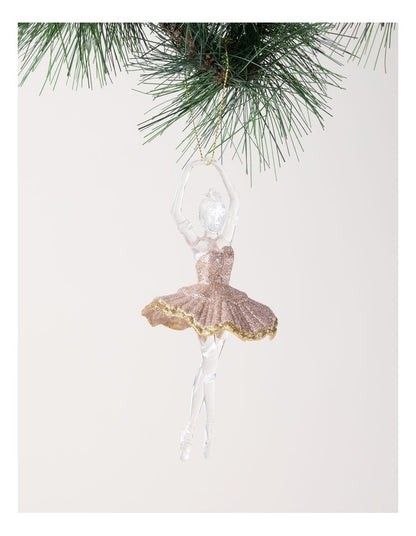 Luxe Christmas Pink Plastic Glitter Ballerina Wearing Glitter Pink Tutu Assorted