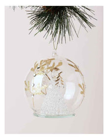 Luxe Christmas Glass Decorative Bauble withAngel Inside 10cm