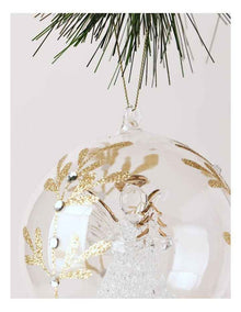 Luxe Christmas Glass Decorative Bauble withAngel Inside 10cm