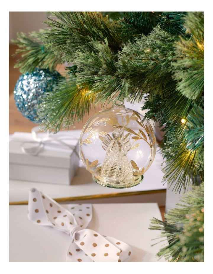 Luxe Christmas Glass Decorative Bauble withAngel Inside 10cm