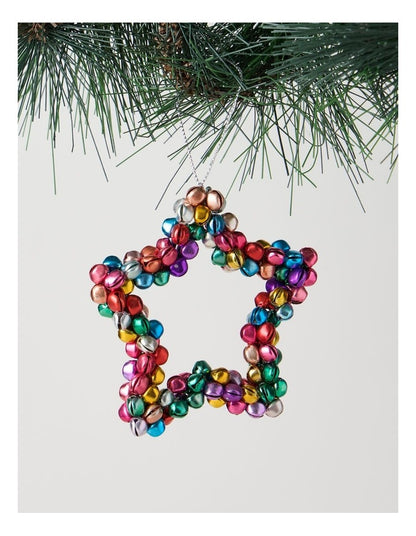 Nostalgia Christmas Metal Bell Star 10cm in Multi