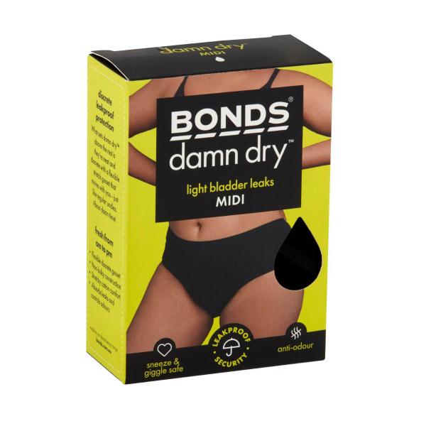 BONDS WOMENS DAMN DRY UNDERWEAR MIDI SIZE 18