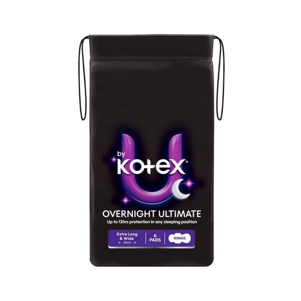 U BY KOTEX PADS EXTRA OVERNIGHT WITH WINGS 6PK