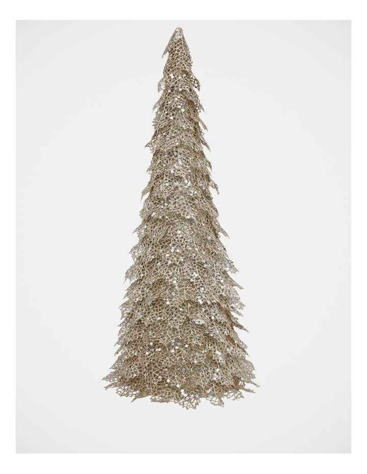 Luxe Christmas Champagne Glitter Triangle Leaf Tree Decoration