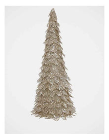 Luxe Christmas Champagne Glitter Triangle Leaf Tree Decoration