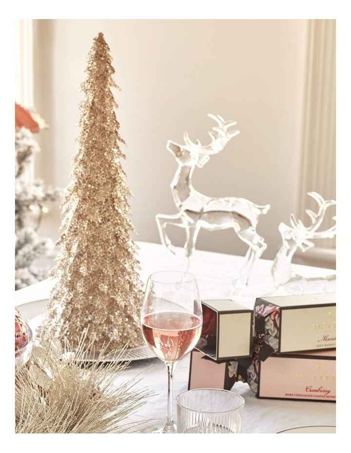 Luxe Christmas Champagne Glitter Triangle Leaf Tree Decoration