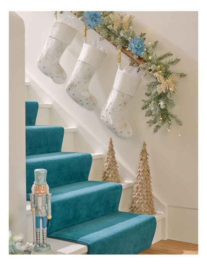 Luxe Christmas Champagne Glitter Triangle Leaf Tree Decoration